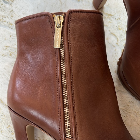 GIANNI BINI brown leather ankle boots women’s size 8 - 4.5 inch heel - Picture 4 of 15